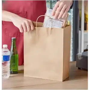 Gizpak Kraft Burgu Saplı Çanta 22X26X12Cm 50 Adet