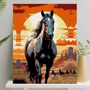 Palmiye Hobi Sanat Sayılarla Boyama Tuval Seti Fırça Boya Dahil (Çıtalı) 40x50 CM - Siyah İnci