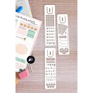 Postermanya Planner Bullet Journal Çizim Şablonu Seti, 3 Adet Günlük Ajanda Çizim Cetveli, Planlayıcı Stencil