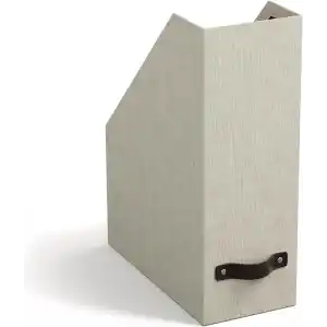 Bigso Box of Sweden ESTELLE dergiler, dergiler ve dosyalar için klasör – pratik düzenleyici fiber levha ve kağıt keten görünümlü – sağlam saplı dergi tutucu – bej