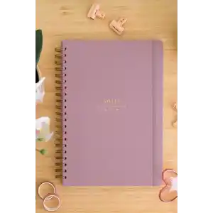 Matt Notebook 20x28 cm A4 Lastikli Spiralli Sert Kapak Not Defteri Kareli Gül Kurusu