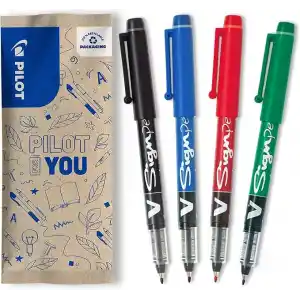 Pilot FLW538882 2.0 mm V Tasarımlı Kalem Sıvı Mürekkep Ucu - Siyah/Mavi/Kırmızı/Yeşil (4lü Paket)