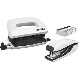 Leitz Nexxt mini delgeç ve zımba seti, 10 sayfaya kadar, P2 No. 10 zımba teli, inci beyazı, WOW, 55612001