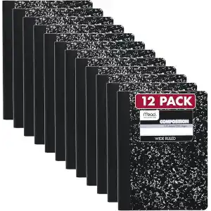 Black Marble kompozisyonu kitap, Wide Rule, 9 – 3/4 x 7 – 1/2, 100 sheets