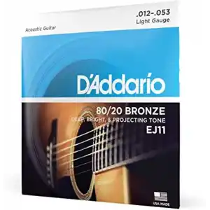 Daddario Ej11 Akustik Gitar Tel Seti, 80/20 Bronze, Light Gauge,