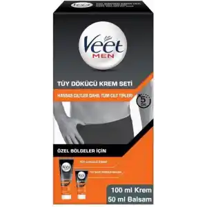 Veet Men Özel Bölgeler İçin Krem & Balsam Tüy Dökücü Krem SETİ 100 + 50 ML, Tüy Dökücü