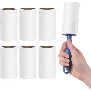 SOGUD Tüy Toplayıcı Set 7 Rulo + 1 Sap – Toplam 420 Yaprak – Kedi Köpek Tüyü ve Toz Temizleyici – Giyim, Koltuk, Halı ve Araç Koltuğu İçin Güçlü Yapışkanlı Ekonomik Paket