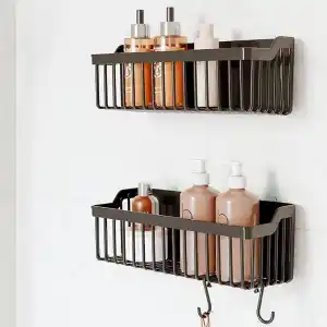 Banyor Yapışkanlı Banyo Rafı, 2li Banyo Düzenleyici, Duş Rafı Organizer Şampuanlık, Duşakabin Rafı, Banyo Organizeri, Banyo Askısı Plastik