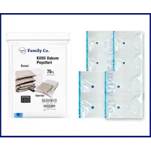 Family Co. Vakumlu Hurç Poşet Setleri 8 Parça 50x70-4, 60x80-4
