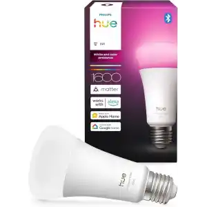 Philips Hue LED A67 lamba, beyaz ve renkli ambiyans, E27 duy, 11,8 W, tam spektrumlu ışık 1000 K-20000 K, 1600 lümen, kısılabilir, Alexa, Google Assistant ve Apple Home ile uyumlu, tekli paket