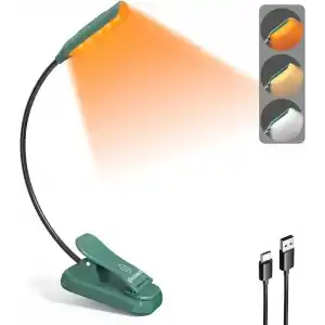 Glocusent Söğüt Yatakta Kitaplar için Okuma Işıkları, 10LED Parlak Kitap Işığı, 3 Renk ve 3 Parlaklık, Şarj Edilebilir Kitap Işığı 80 saat sürer, Okuma Işığında Hafif Klips (yeşil)