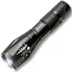 Bluefox Güçlü LED El Feneri, 10W Ultra Parlak Işık, 5 Farklı Mod, Zoom Özellikli, Dayanıklı Aluminyum Gövde