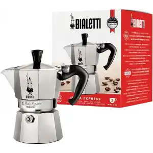 Bialetti - Moka Express: 2 Cups Ocak Üstü Espresso Pişirici - 90ml - Gümüş Renk - Alüminyum Gövde - Patentli Güvenlik Valfi - Tüm Ocak Türleri İçin Uygundur (İndüksiyon Hariç)