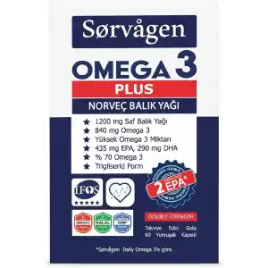 Sorvagen Omega3 Plus 1200mg Balık Yağı, 60 Kapsül