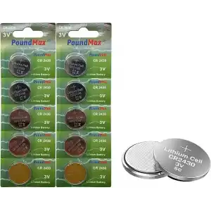 PoundMax 10 x CR2430 DL2430 3V Lityum Düğme Pil, Uzun Raf Ömrü, Küçük Elektronik Cihazlar için Uzaktan Kumandalar, Teraziler, Akıllı Ev Cihazları, Ölçüm Cihazları ve Hesap Makineleri