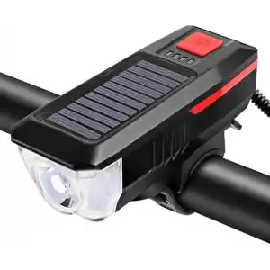 Bisiklet Feneri Bisiklet Alarmı Bisiklet Kornası Solar Enerjili Usb Ile Şarj Edilebilir Ledli Bisiklet Feneri Kornalı Ve Su Geçirmez Far