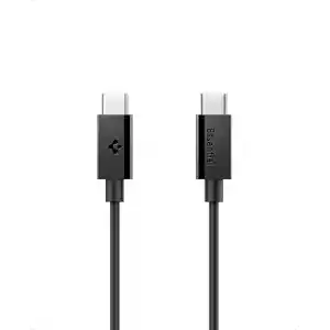 Spigen USB-C to USB-C 1 Metre Kablo 60W Güç/PPS 2.0 Super Hızlı Şarj / 480 Mbps Data Aktarım Hızı Type-C Ekstra Dayanıklı Black - ACA08718