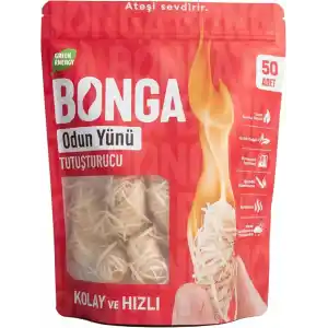 BONGA Soba, Şömine, Mangal Tutuşturucu 50 Adet 700 gr - Jel Ve Çıra Alternatifi Doğal Odun Yünü