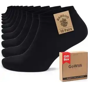GoWith 10lu Bambu Premium Dikişsiz Kutulu Nefes Alabilir Erkek Kadın Sneaker Çorap, Likralı 200 İğne Esnek Sıkmayan Siyah Beyaz Gri Kısa Patik Çorabı 3006