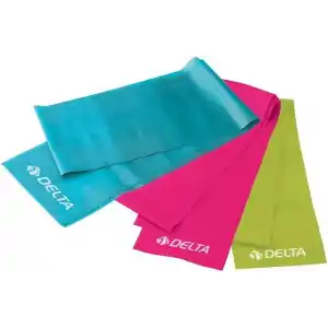 Delta Elite Deluxe Pilates Egzersiz Bandı, 3lü, Mavi/Pembe/Yeşil