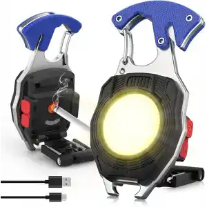 Mini el feneri, COB anahtarlık, el feneri, 7 modlu, USB şarj edilebilir çalışma lambası, 800 lümen, çok fonksiyonlu, taşınabilir, acil durum Kamp Feneri Çok Fonksiyonlu Fener