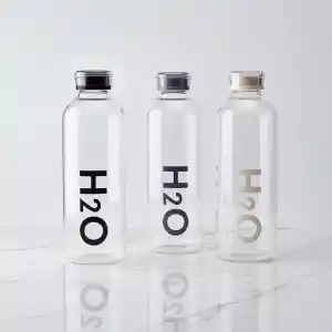 Deconox 1000 ml Renkli Kapaklı Borosilikat Cam Matara, Sızdırmaz Çevirmeli Vakumlu Kapaklı Suluk, Isıya Dayanıklı Geniş Ağızlı Detoks ve Su Şişesi (BPA İçermez) (BEYAZ)
