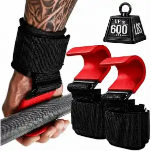 Valkyrie 2’li Ağırlık Kaldırma Kancası Bilek Destekli Güç Antrenmanı Fitness Strap Kırmızı