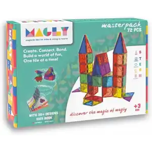 Magly Manyetik Yapı Blokları – Çocuklar İçin Renkli 3 Boyutlu 72 Parça Manyetik Karo Oyun Seti