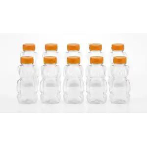 Orret Home 10 Adet 250 ml Ayıcık Şeklinde Pet Şişe BPA İçermez Ayıcıklı Şişe Meyve Suyu ve Su Şişesi Okul Kreş Piknik ve Günlük Kullanım İçin
