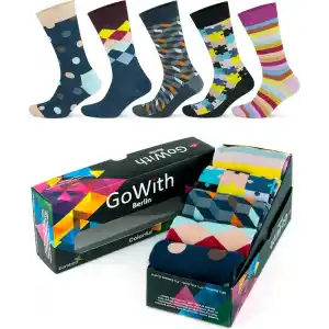 GoWith 5li Yıkanmış Seamless (Dikişsiz) Topuk Burun Güçlendirilmiş Nem Emici Renkli Bambu Erkek Çorap 3563