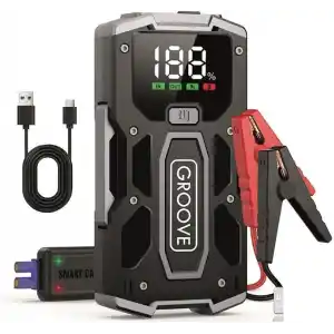 GROOVE M01 18200mAh 2000A Tepe Akımı Akü Takviye Cihazı Taşınabilir Jump Starter (Powerbank+Led Lamba+LCD Ekran) Benzinli ve Dizel Araçlar için