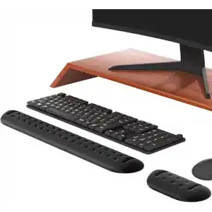 Klasse Gaming Klavye ve Mouse Bilek Destek Seti, ErgoPad, Kaymaz Tabanlı, Nefes Alan Kumaş, Ağrı Önleyici (Siyah Destek Seti)