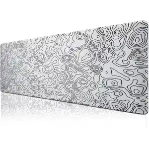 Klasse Pro - 6 Farklı Model Dikişli Kenar 70x30 cm Oyuncu Gaming Mouse Pad (White Map Lines)