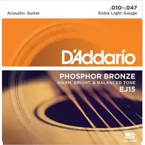 Daddario Ej15 Akustik Gitar Tel Seti, Phosphor-Bronze, Extra Light, 10-47