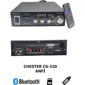 Chester CS-220 Bluetooth Stereo Amfi USB SD MP3 Dijital Ekranlı Çift Mikrofon Girişli Karaoke Anfi