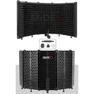 Midex PF-43 Mikrofon Ses Yalıtım İzolasyon Paneli 5 Bölümlü Ayaklı (69x26 cm)