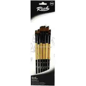 Rich Yan Kesik Fırça Seti 6lı Set 4, Numaralı Fırçalar (2, 4, 6, 8, 10, 12)