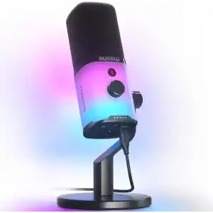 MAONO Yazılımlı XLR/USB Oyun Mikrofonu, Akış Podcast Vokal Kaydı için RGBli Dinamik PC Mikrofonu, Sessiz Düğmeli Bilgisayar Mikrofonu, Kazanç Düğmesi, Ses Kontrolü, Masaüstü Standı PD100X
