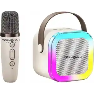 K12 Kablosuz Bluetooth Hoparlör Karaoke Mikrofon 5 Ses Efektli Rgb Hd Stereo?es Usb/Sd/FM