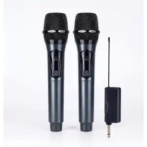 Profesyonel Çiftli Kablosuz Mikrofon Seti Karaoke Şarj Edilebilir 50 Metre