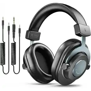 FIFINE Podcast İzleme için Kayıt Üzerinden Kulak Kablolu Kulaklıklar için Stüdyo Monitör Kulaklıklar, Çıkarılabilir Kablolarla Rahat Ekipman Akışı 3,5 mm veya 6,35 mm Jak, Siyah, PC/Mikser-H8