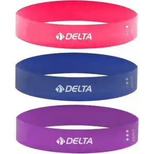 Delta Latex 3lü Aerobik Pilates Direnç Egzersiz Bandı Squat Çalışma Lastiği,Hafif - Orta - Tam