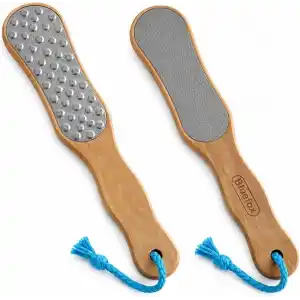 Bluefox Çift Taraflı Ayak Törpüsü – Paslanmaz Çelik Nasır ve Topuk Çatlağı Törpüsü, Ergonomik Saplı, Islak/Kuru Kullanıma Uygun, Ev Tipi Pedikür Ayak Ovucu