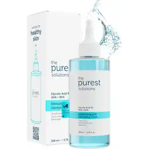 The Purest Solutions, Gözenek ve Siyah Nokta Görünümünü Azaltmaya Yardımcı Arındırıcı Tonik,%5 Glikolik Asit, AHA, BHA, 200 ml