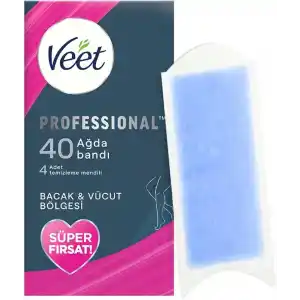 Veet Professional Hassas Ciltler İçin Ağda Bandı, Bacak Ve Vücut Bölgesi, 40lı Süper Fırsat Paketi, Ağda Bandı