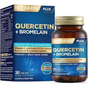 Nutraxin Quercetin + Bromelain 30 Tablet – C Vitamini, Çörek Otu ve Isırgan Otu İçerikli Bağışıklık Destekleyici Takviye