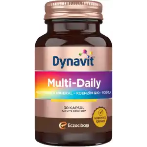 Dynavit MultiDaily 30 Kapsül - Multivitamin&Enerji - 13 Vitamin, 7 Mineral, Koenzim Q10, Rhodiola Ekstresi (Multi-Daily) Complex