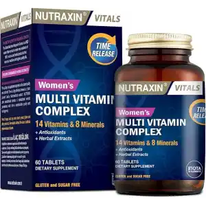 Nutraxin Multivitamin Complex Kadın – 14 Vitamin, 8 Mineral ve Bitkisel Ekstre İçeren Kadınlara Özel Takviye – 60 Tablet – Vegan