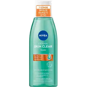 NIVEA Derma Skin Clear Sivilce Karşıtı Tonik 200ml,Gözenek Arındırıcı,Cildin Yağ Dengesini Korur,Nemlendirir,Salisilik Asit (BHA) Deniz Tuzu, Niasinamid,Sivilceye Eğilimli Ciltler