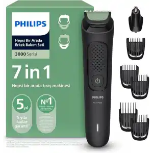 Philips 3000 Serisi 7 in 1, Erkek Bakım Seti, Yüz&Saç Tıraş Makinesi, Cilt Dostu Bıçaklar, MG3920/15